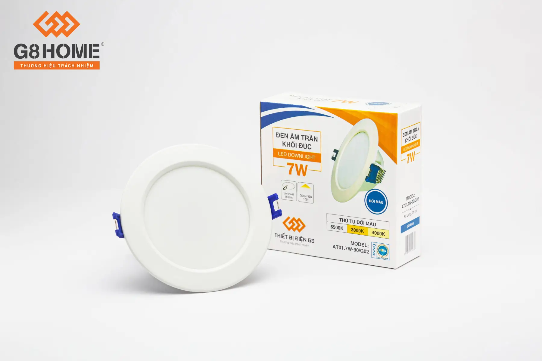ĐÈN ÂM TRẦN KHỐI ĐÚC 7W ĐỔI MÀU - Trí Việt