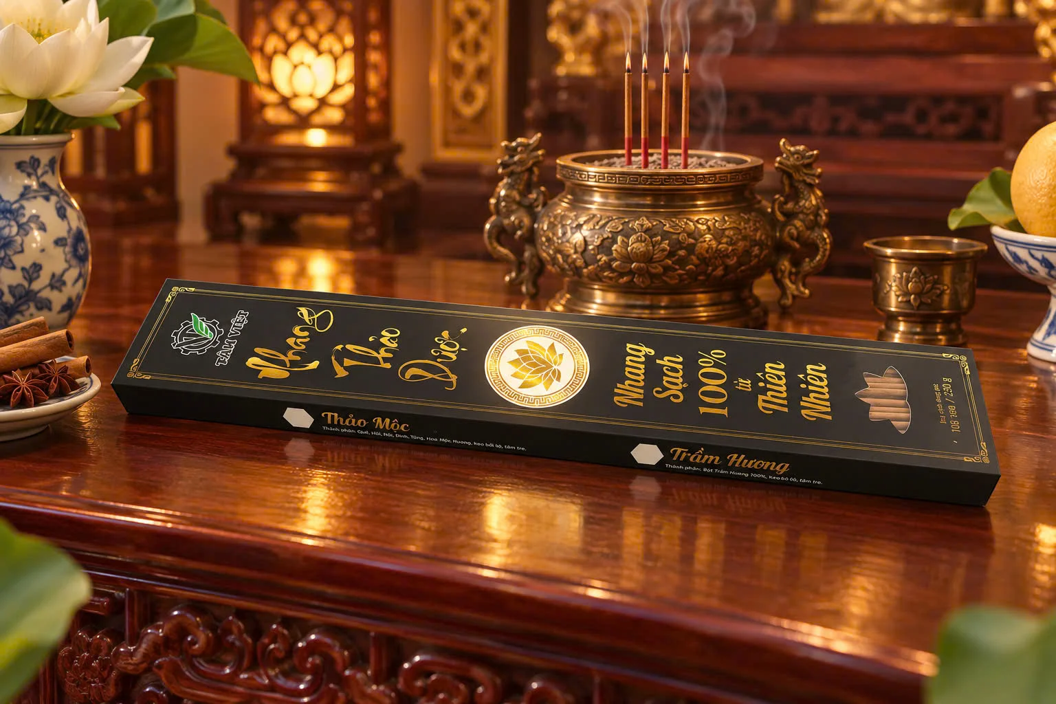 Nhang Thẻ 40cm Hương Quế 40g - Tâm Việt quy cách và bao bì Nhang Thẻ 40cm Hương Quế 40g - Tâm Việt quy cách và bao bì