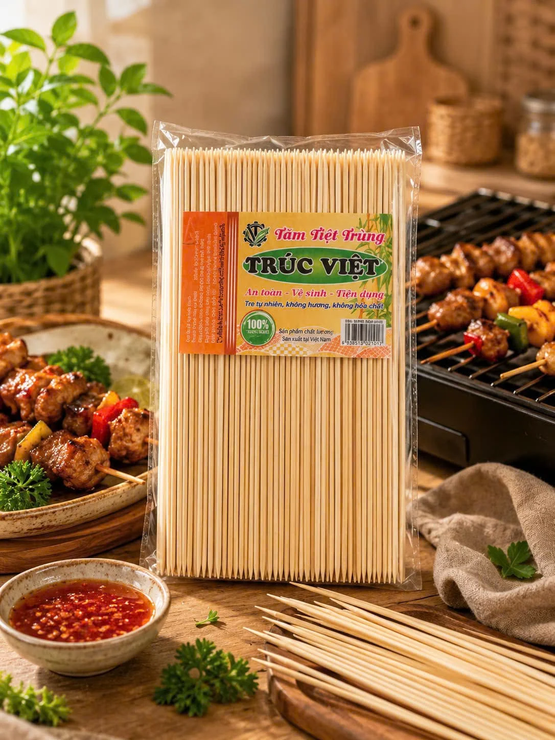 Xiên Tre 20cm - Trúc Việt - Trivietqni chính hãng Trí Việt QNI Hình ảnh thực tế xiên tre 20cm cao cấp chất lượng hàng đầu